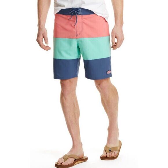 Vineyard Vines Pieced Stretch Board Shorts Mens 34 Swim Trunks 9" - Picture 1 of 11